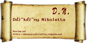 Dékány Nikoletta névjegykártya