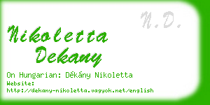 nikoletta dekany business card